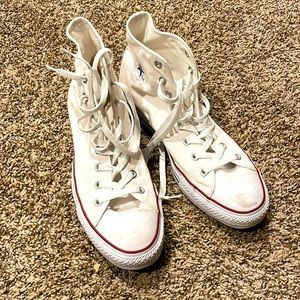 Classic high top white Converse, men’s size 11